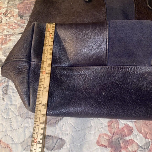 MADEWELL Suede Stripe Transport Tote Midnight Blue Leather Large Shoulder Bag - Picture 8 of 16